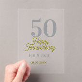 50th happy anniversary name date silver gold date  アクリル招待状 (インサイチュ (ポータブル))