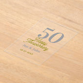 50th happy anniversary name date silver gold date  アクリル招待状 (レイダウン)