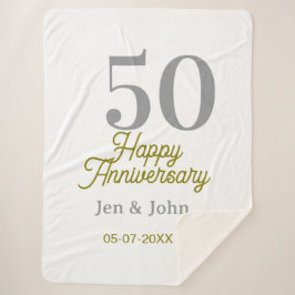 50th happy anniversary name date silver gold date  シェルパブランケット