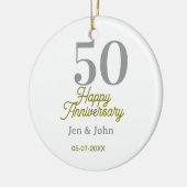 50th happy anniversary name date silver gold date  セラミックオーナメント (左)