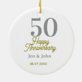 50th happy anniversary name date silver gold date  セラミックオーナメント (裏面)