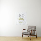 50th happy anniversary name date silver gold date  タペストリー (インサイチュ)