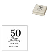 50th happy anniversary name date silver gold date  ラバースタンプ (押印)