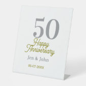 50th happy anniversary name date silver gold date  台座サイン (正面)