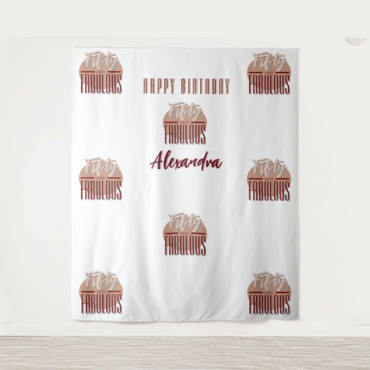 50th Happy Birthday Photobooth Backdrop タペストリー (正面)