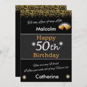 50th Mans誕生日カードヴィンテージ 招待状 (正面/裏面)