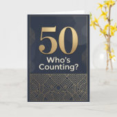 50th Modern Black Birthday  カード (黄色い花)