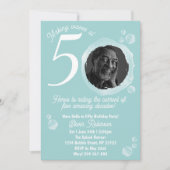 50th Pale Teal Bubble Birthday Party Invitation 招待状 (正面)