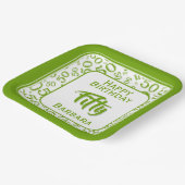 50th Party Random Number Pattern Green/White ペーパープレート (傾斜あり)