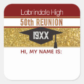50th Reunion! Customized Name tag Sticker スクエアシール (正面)