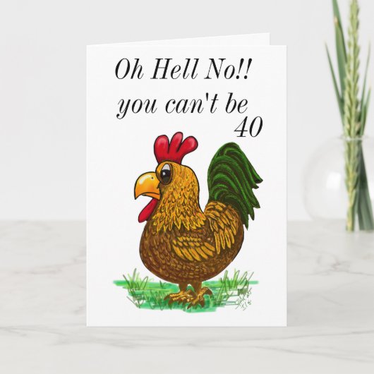 50th Rooster Birthday card, Oh Hell No サンキューカード (正面)