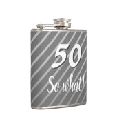 50th So What エレガント Grayストライプ50誕生日 フラスク (右)