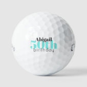 50th  Turquoise Personalized Titleist Pro V1 ゴルフボール (正面)