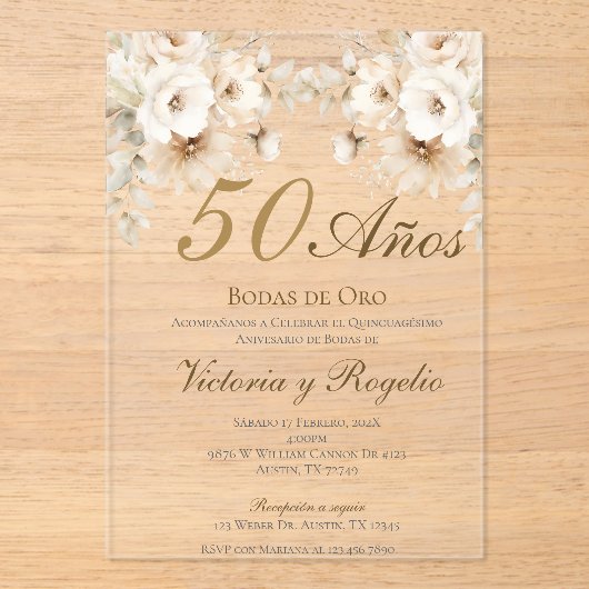 50th Wedding Anniversary Acrylic Invitation アクリル招待状 (正面)