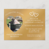 50th Wedding Anniversary Custom Photo Gold & Black インビテーションポストカード (正面)