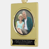 50th Wedding Anniversary Elegant Keepsake Picture ゴールドプレートバナーオーナメント (左)