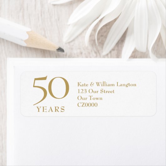 50th Wedding Anniversary Gold Address ラベル (インサイチュ)