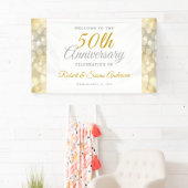 50th Wedding Anniversary Gold Bokeh Welcome 横断幕 (インサイチュ)