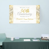 50th Wedding Anniversary Gold Bokeh Welcome 横断幕 (トレードショー)