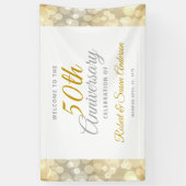 50th Wedding Anniversary Gold Bokeh Welcome 横断幕 (縦)