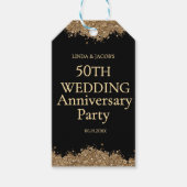50th Wedding Anniversary Gold Faux Glitter  ギフトタグ (正面)
