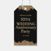 50th Wedding Anniversary Gold Faux Glitter ギフトタグ (裏面)