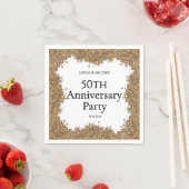 50th Wedding Anniversary Gold Faux Glitter  スタンダードカクテルナプキン (インサイチュ)