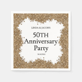 50th Wedding Anniversary Gold Faux Glitter  スタンダードカクテルナプキン