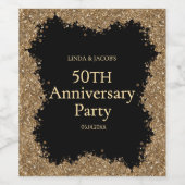 50th Wedding Anniversary Gold Faux Glitter  ワインラベル (シングルラベル)