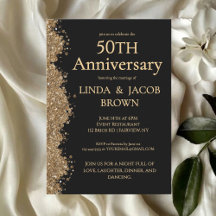 50th Wedding Anniversary Gold Faux Glitter 