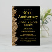 50th Wedding Anniversary Gold Faux Glitter 箔シーズンカード (立ち正面)