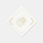 50th Wedding Anniversary Gold Floral Frame スタンダードカクテルナプキン (角)