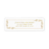 50th Wedding Anniversary Gold Floral Frame ラベル (正面)