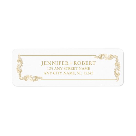 50th Wedding Anniversary Gold Floral Frame ラベル (正面)