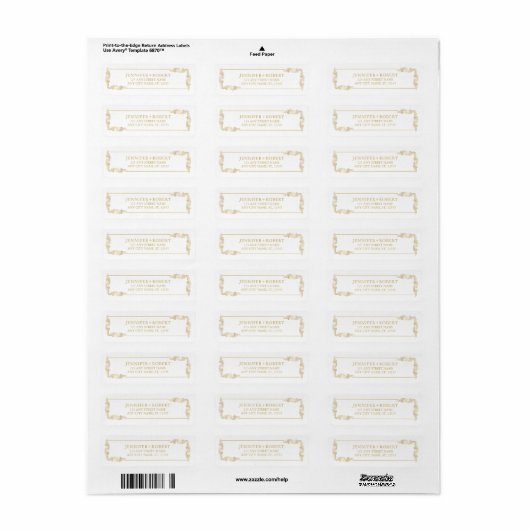 50th Wedding Anniversary Gold Floral Frame ラベル (フルシート)