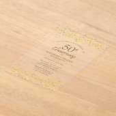 50th Wedding Anniversary Gold Love Hearts Confetti アクリル招待状 (レイダウン)
