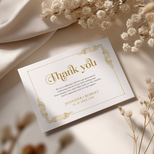 50th Wedding Anniversary Gold Typography サンキューカード