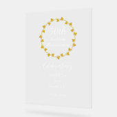50th Wedding Anniversary Golden Ivy Wreath アクリルサイン (傾斜)
