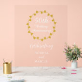 50th Wedding Anniversary Golden Ivy Wreath アクリルサイン (ウェディング)