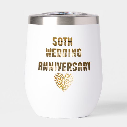 50th Wedding Anniversary Golden Typography Heart  (正面)
