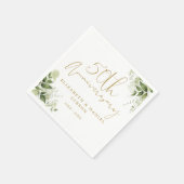 50th Wedding Anniversary Greenery Gold Script スタンダードカクテルナプキン (角)