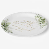 50th Wedding Anniversary Greenery Gold Script ペーパープレート (アングル)