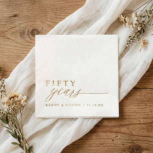 50th+Wedding+Anniversary+Napkins+Elegant+Gold 箔ナプキン