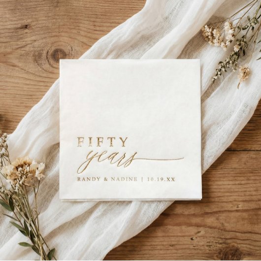 50th Wedding Anniversary Napkins Elegant Gold 箔ナプキン