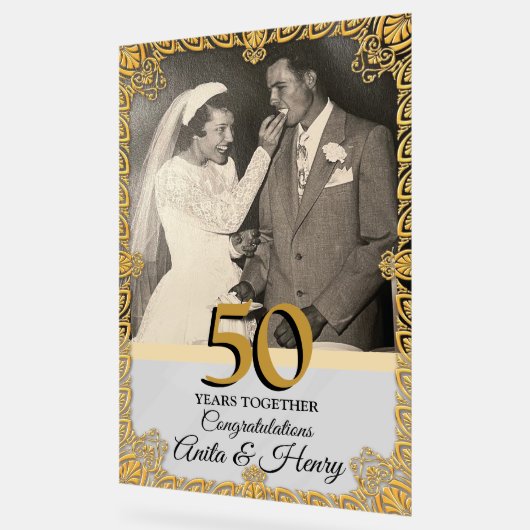 50th Wedding Anniversary or Any Year アクリルサイン (傾斜)