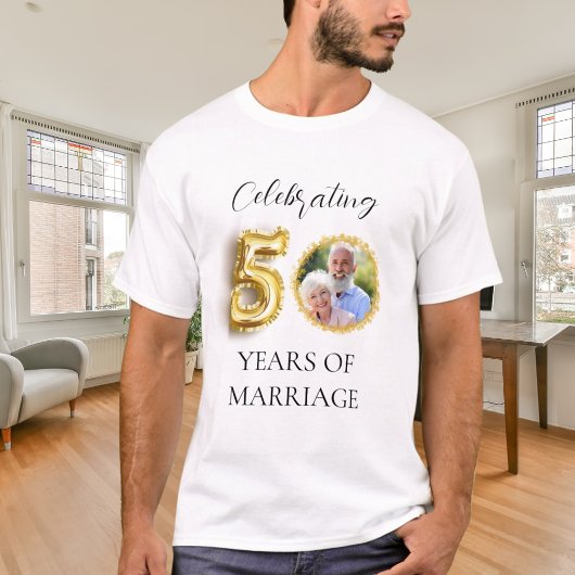 50th wedding anniversary photo gold guy tシャツ