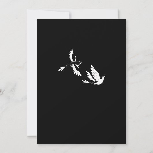 50th Wedding Anniversary Silver Birch Flying Birds 招待状 (裏面)