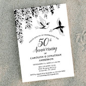 50th Wedding Anniversary Silver Birch Flying Birds 招待状