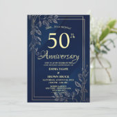 50th Wedding Anniversary Surprise Invitation Navy  招待状 (スタンド正面)