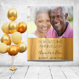 50th wedding gold anniversary custom photo chic タペストリー